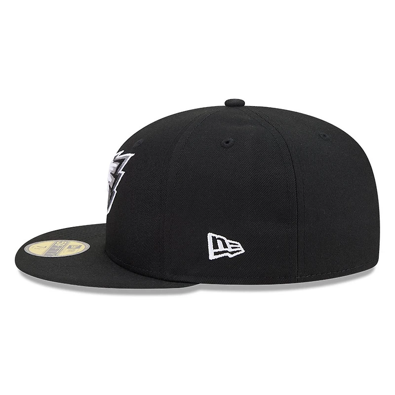Philadelphia Eagles Black White Outline Basic New Era 59FIFTY Fitted Hat