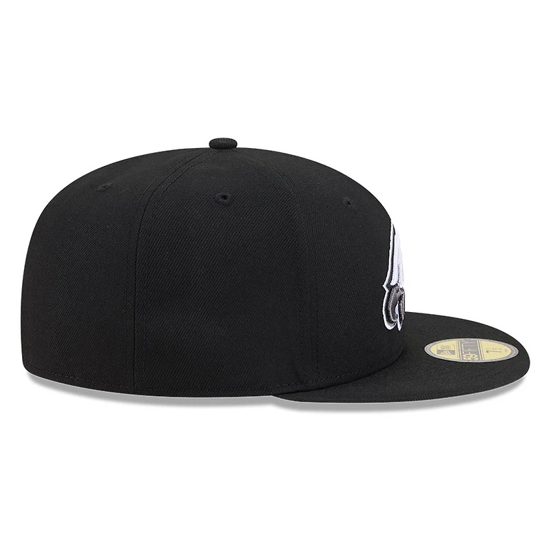 Philadelphia Eagles Black White Outline Basic New Era 59FIFTY Fitted Hat