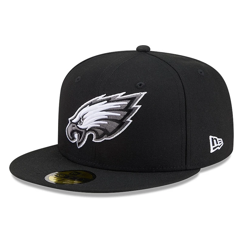 Philadelphia Eagles Black White Outline Basic New Era 59FIFTY Fitted Hat