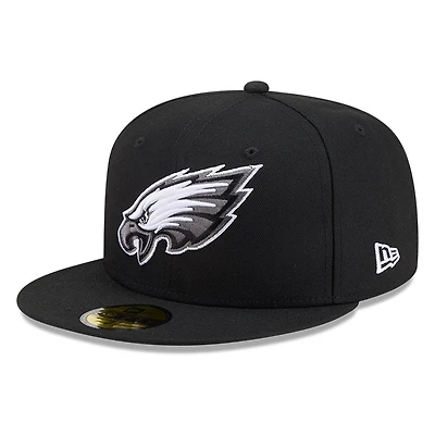 Philadelphia Eagles Black White Outline Basic New Era 59FIFTY Fitted Hat