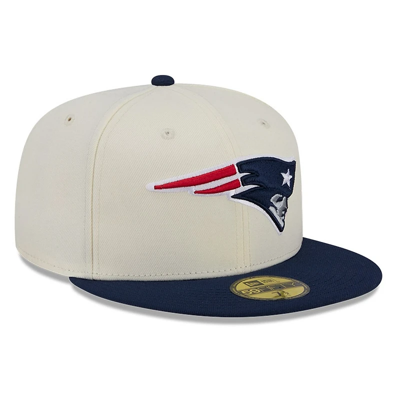 New England Patriots Chrome White Two Tone Basic Era 59FIFTY Fitted Hat