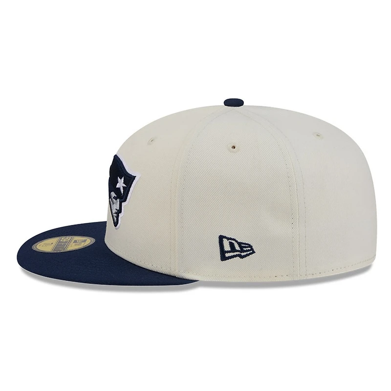 New England Patriots Chrome White Two Tone Basic Era 59FIFTY Fitted Hat