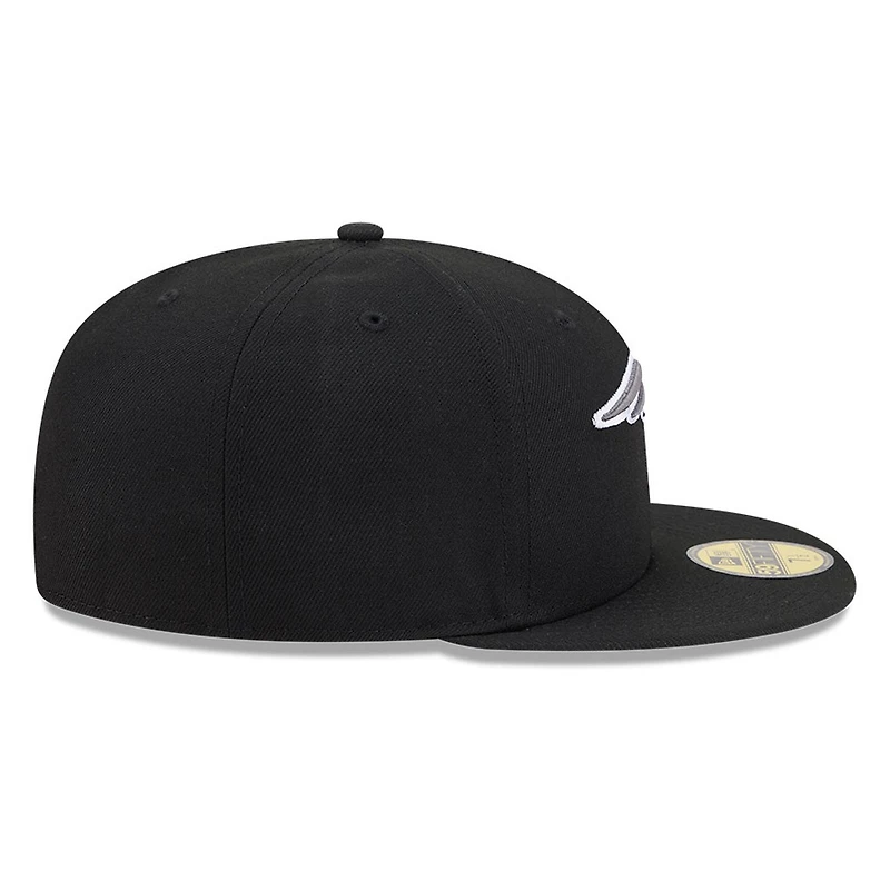 New England Patriots Black White Outline Basic Era 59FIFTY Fitted Hat