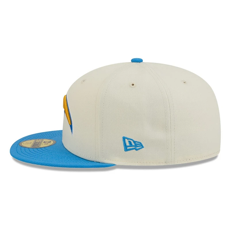 Los Angeles Chargers Chrome White Two Tone Basic New Era 59FIFTY Fitted Hat