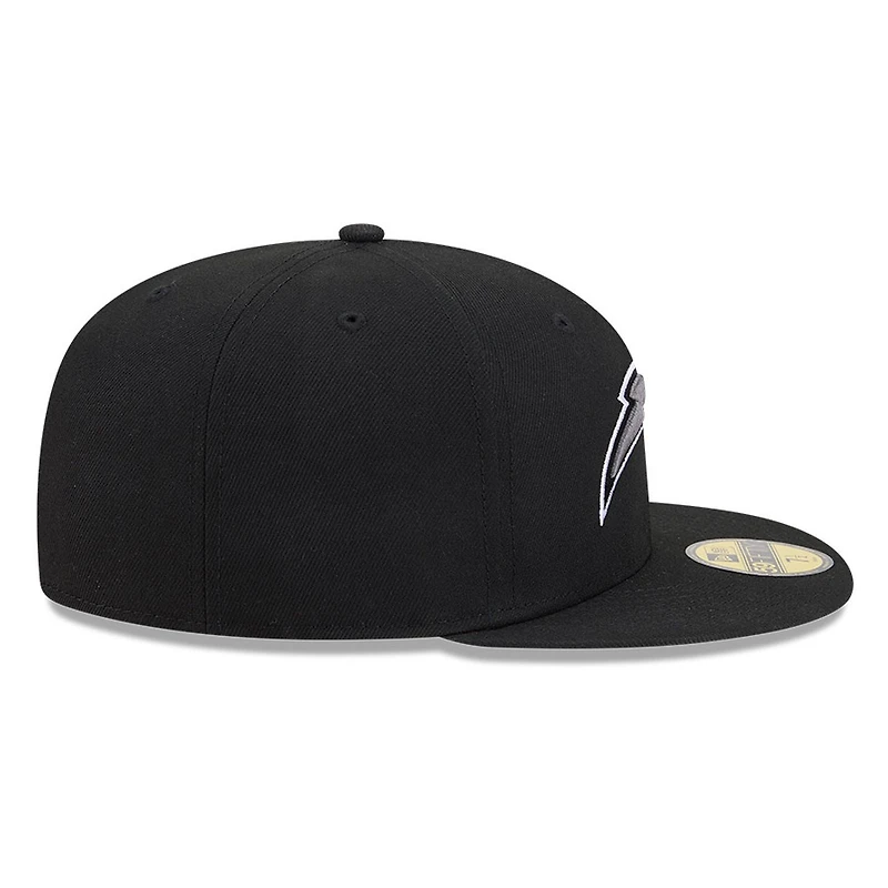 Los Angeles Chargers Black White Outline Basic New Era 59FIFTY Fitted Hat