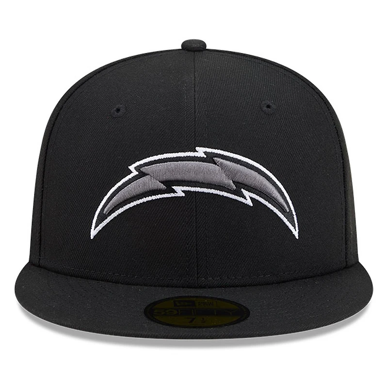 Los Angeles Chargers Black White Outline Basic New Era 59FIFTY Fitted Hat