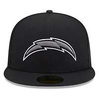 Los Angeles Chargers Black White Outline Basic New Era 59FIFTY Fitted Hat