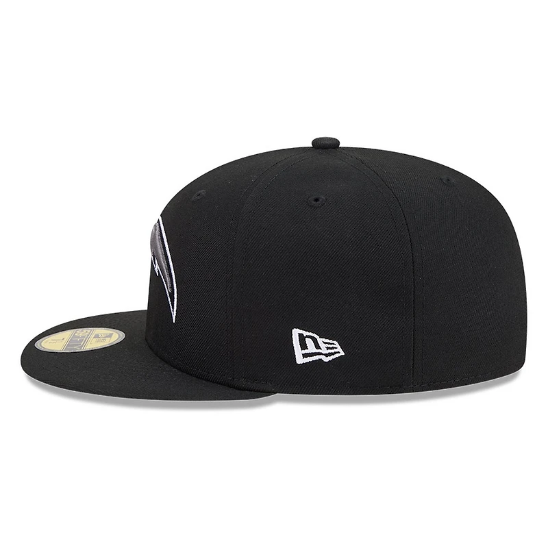 Los Angeles Chargers Black White Outline Basic New Era 59FIFTY Fitted Hat
