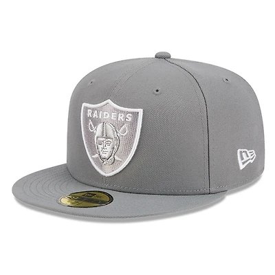 Las Vegas Raiders Medium Grey Basic New Era 59FIFTY Fitted Hat