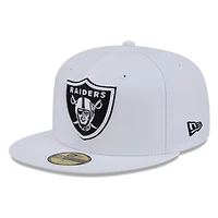Las Vegas Raiders White and Black Basic New Era 59FIFTY Fitted Hat