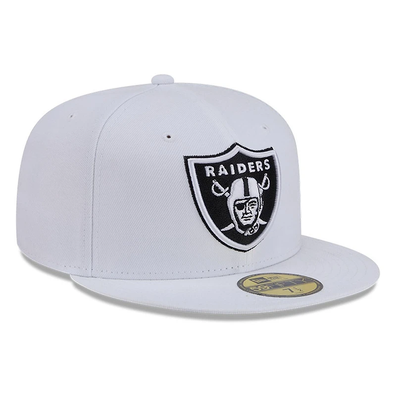 Las Vegas Raiders White and Black Basic New Era 59FIFTY Fitted Hat