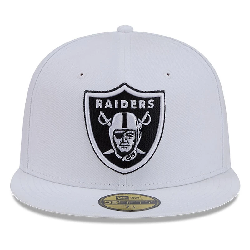 Las Vegas Raiders White and Black Basic New Era 59FIFTY Fitted Hat