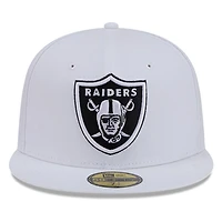 Las Vegas Raiders White and Black Basic New Era 59FIFTY Fitted Hat