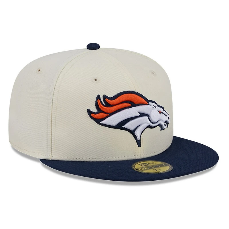 Denver Broncos Chrome White Two Tone Basic New Era 59FIFTY Fitted Hat