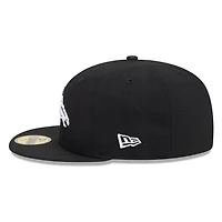 Denver Broncos Black White Outline Basic New Era 59FIFTY Fitted Hat