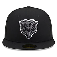 Chicago Bears Black White Outline Basic New Era 59FIFTY Fitted Hat