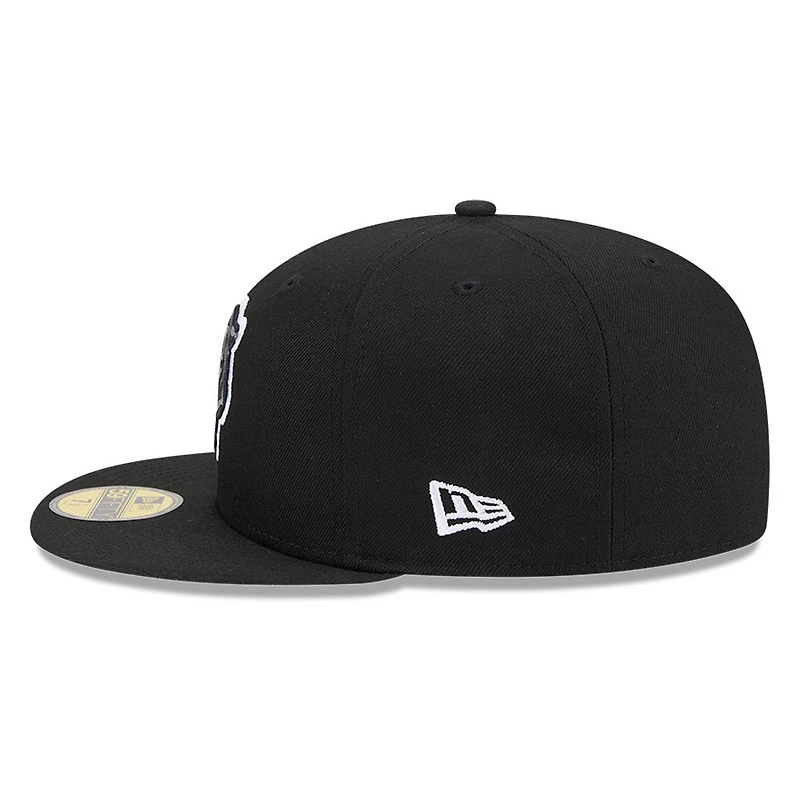 Chicago Bears Black White Outline Basic New Era 59FIFTY Fitted Hat