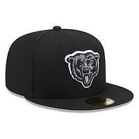 Chicago Bears Black White Outline Basic New Era 59FIFTY Fitted Hat