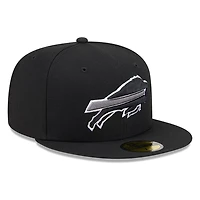 Buffalo Bills Black White Outline Basic New Era 59FIFTY Fitted Hat