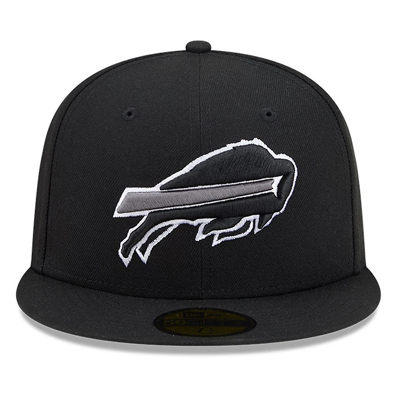 Buffalo Bills Black White Outline Basic New Era 59FIFTY Fitted Hat