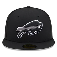 Buffalo Bills Black White Outline Basic New Era 59FIFTY Fitted Hat
