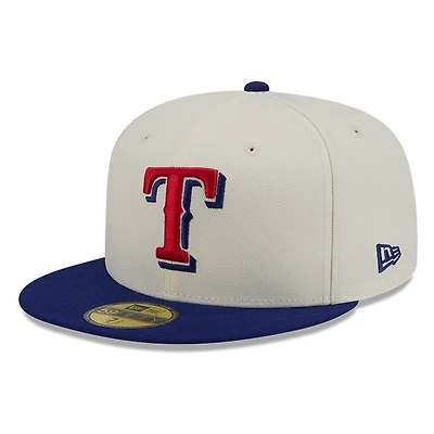 Texas Rangers Chrome White Two Tone Basic New Era 59FIFTY Fitted Hat