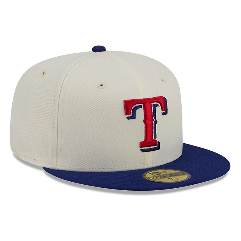Texas Rangers Chrome White Two Tone Basic New Era 59FIFTY Fitted Hat