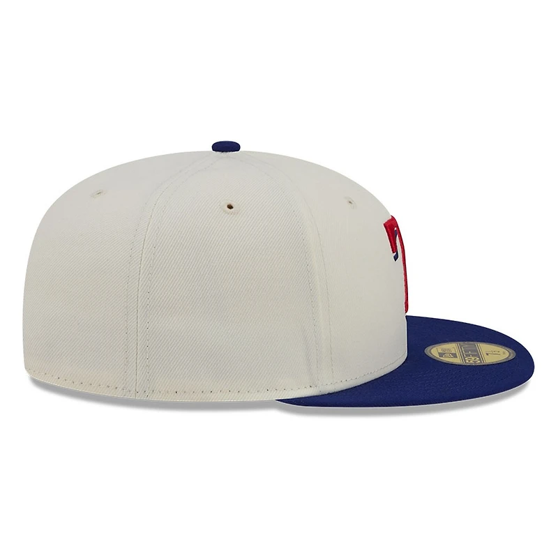 Texas Rangers Chrome White Two Tone Basic New Era 59FIFTY Fitted Hat