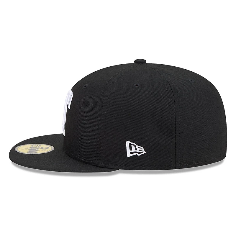 Texas Rangers Black White Outline Basic New Era 59FIFTY Fitted Hat