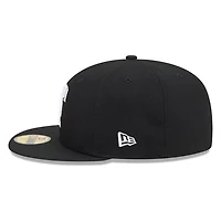 Texas Rangers Black White Outline Basic New Era 59FIFTY Fitted Hat