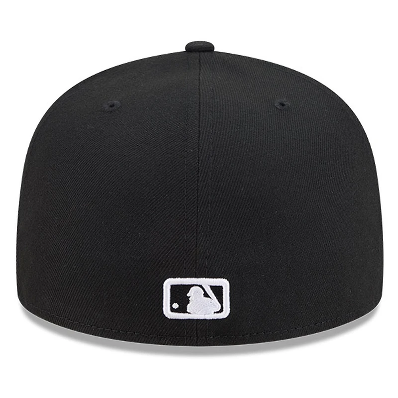 Texas Rangers Black White Outline Basic New Era 59FIFTY Fitted Hat