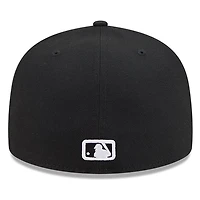 Texas Rangers Black White Outline Basic New Era 59FIFTY Fitted Hat