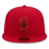 Seattle Mariners Scarlet Red and Black Basic New Era 59FIFTY Fitted Hat