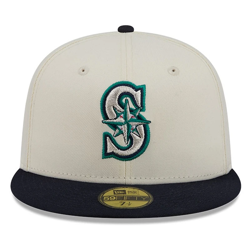 Seattle Mariners Chrome White Two Tone Basic New Era 59FIFTY Fitted Hat