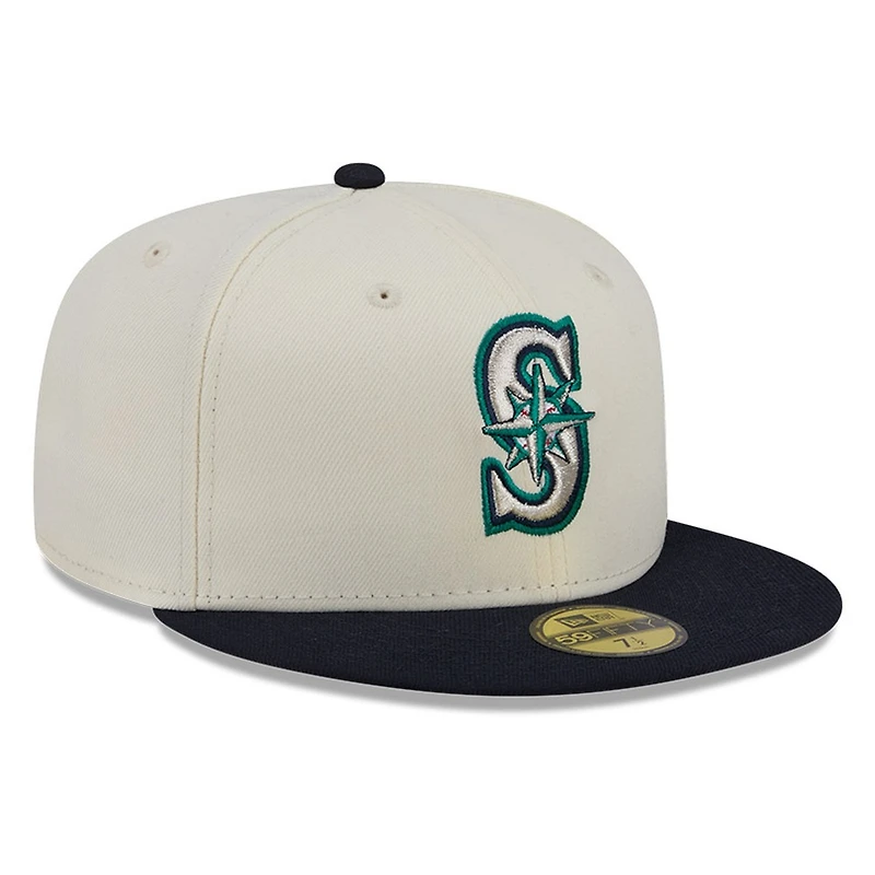 Seattle Mariners Chrome White Two Tone Basic New Era 59FIFTY Fitted Hat