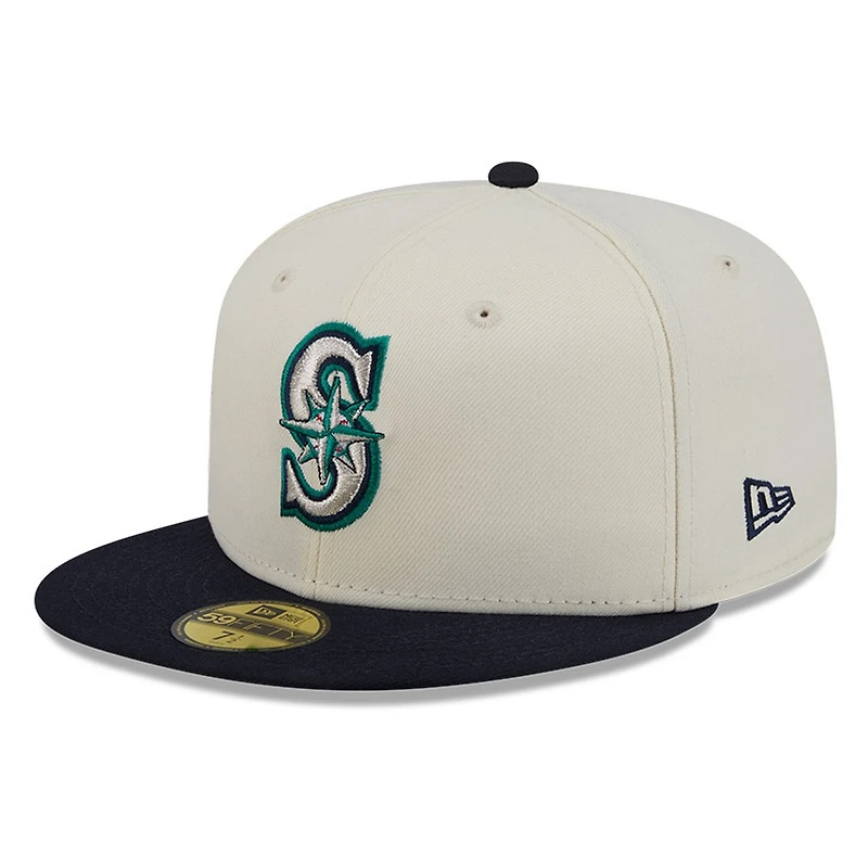 Seattle Mariners Chrome White Two Tone Basic New Era 59FIFTY Fitted Hat