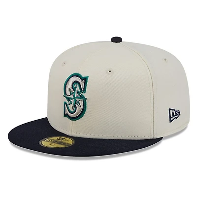 Seattle Mariners Chrome White Two Tone Basic New Era 59FIFTY Fitted Hat