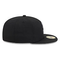 Seattle Mariners Black White Outline Basic New Era 59FIFTY Fitted Hat