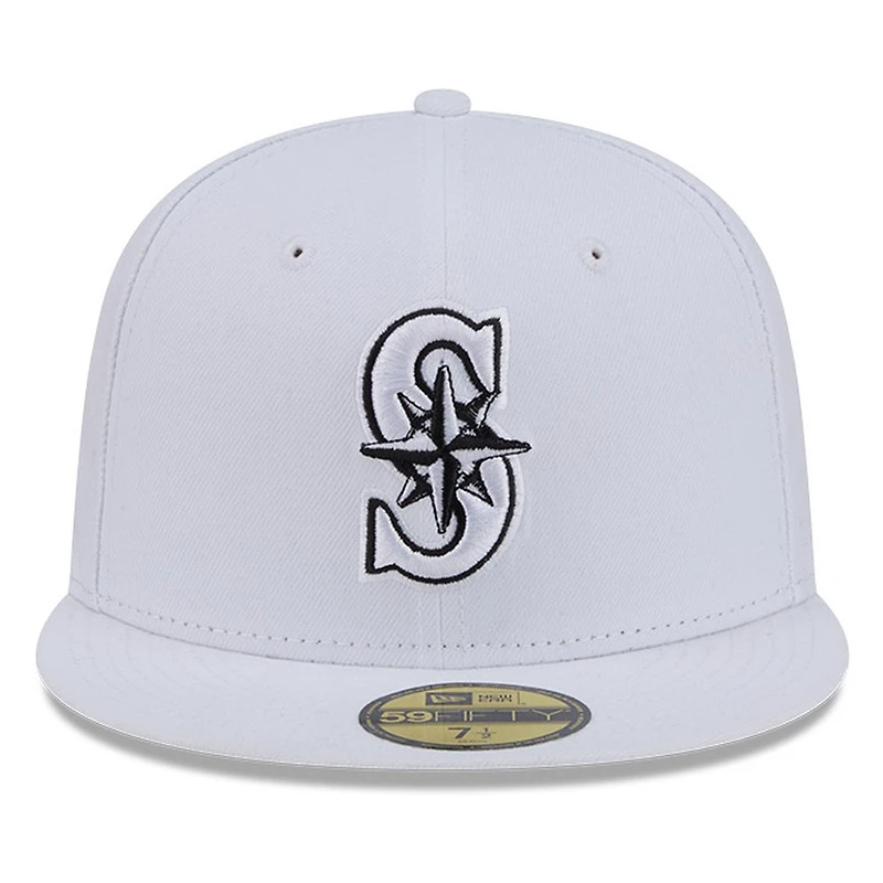 Seattle Mariners White and Black Basic New Era 59FIFTY Fitted Hat