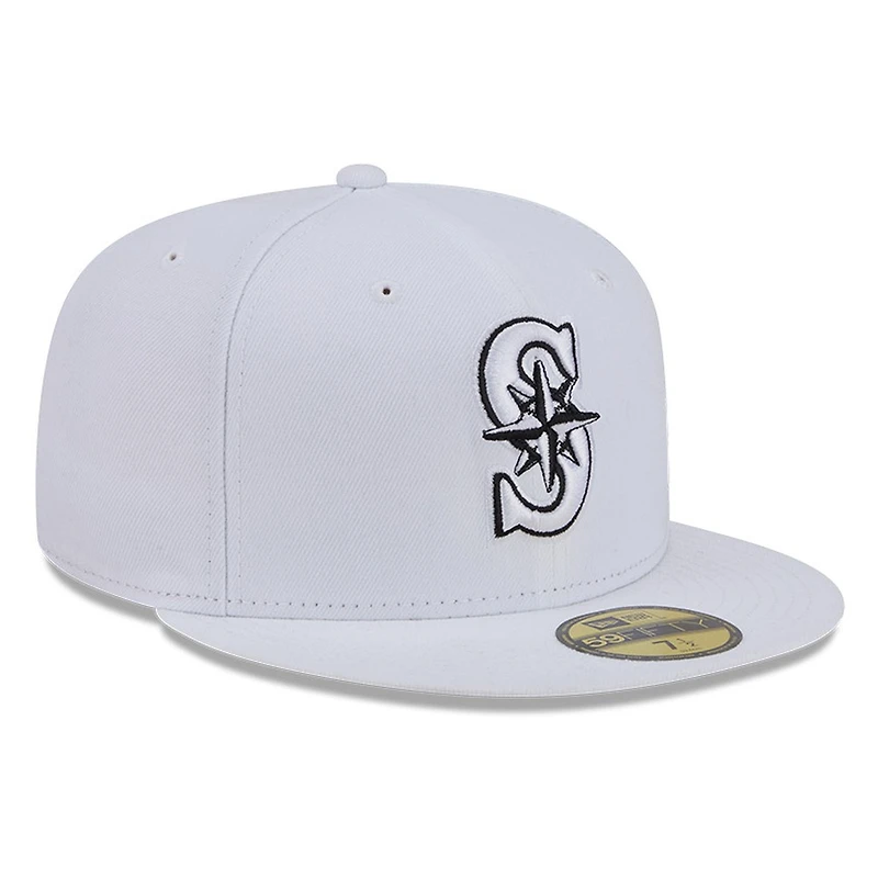 Seattle Mariners White and Black Basic New Era 59FIFTY Fitted Hat