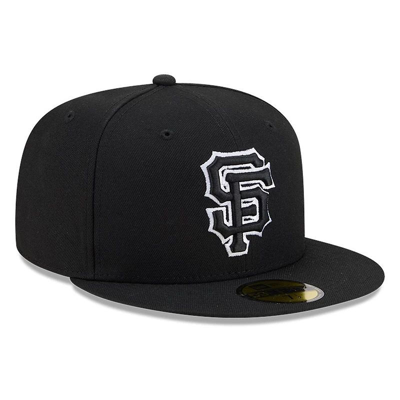 San Francisco Giants Black White Outline Basic New Era 59FIFTY Fitted Hat