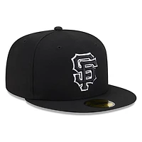 San Francisco Giants Black White Outline Basic New Era 59FIFTY Fitted Hat