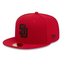 San Diego Padres Scarlet Red and Black Basic New Era 59FIFTY Fitted Hat