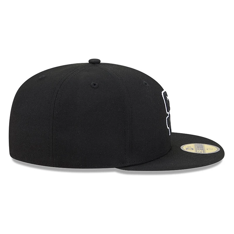San Diego Padres Black White Outline Basic New Era 59FIFTY Fitted Hat