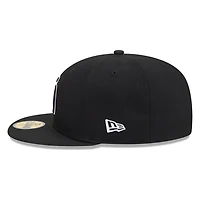 San Diego Padres Black White Outline Basic New Era 59FIFTY Fitted Hat