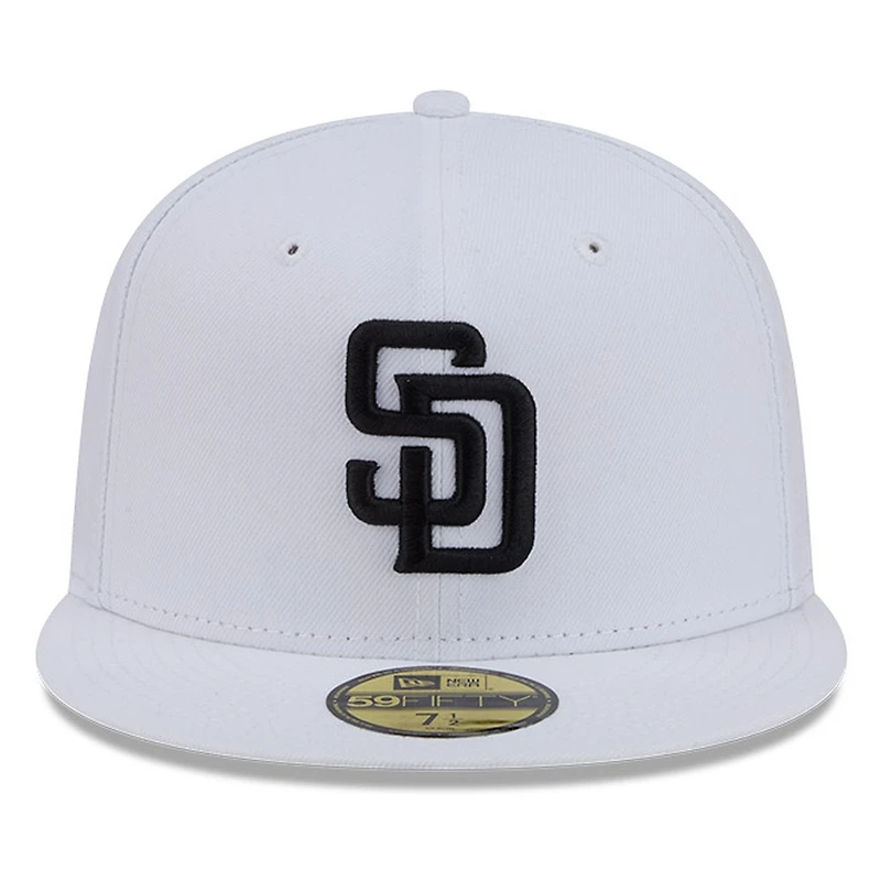 San Diego Padres White and Black Basic New Era 59FIFTY Fitted Hat