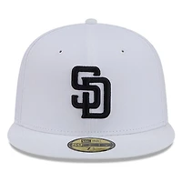San Diego Padres White and Black Basic New Era 59FIFTY Fitted Hat