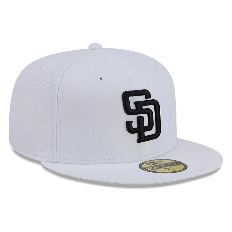 San Diego Padres White and Black Basic New Era 59FIFTY Fitted Hat