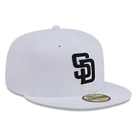 San Diego Padres White and Black Basic New Era 59FIFTY Fitted Hat