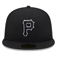 Pittsburgh Pirates Black White Outline Basic New Era 59FIFTY Fitted Hat
